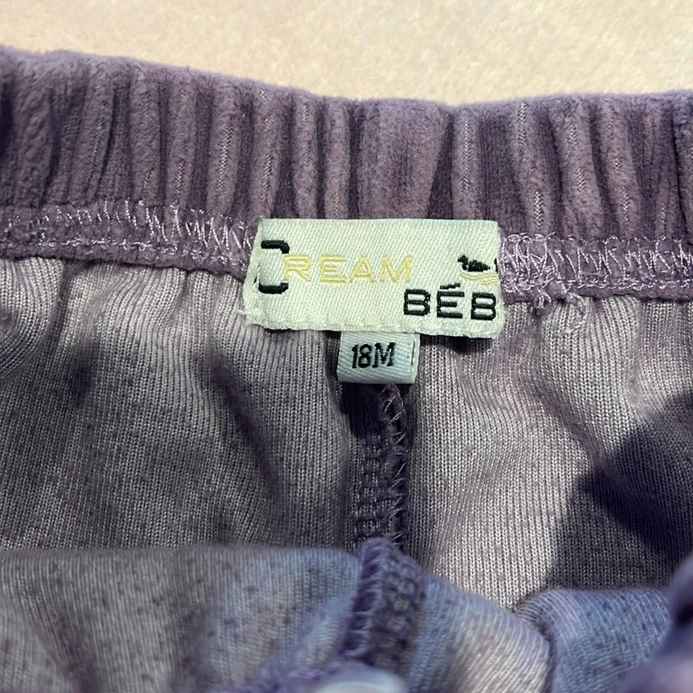 Children's Purple Velour Matching Set with Lace Detail -